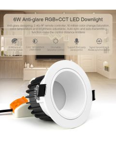 MiBoxer FUT070 MiLight anti-glare 6W RGB+CCT LED ceiling downlight